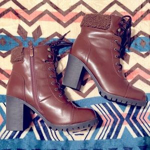 Faux Leather/Faux Wool-Lined Boots